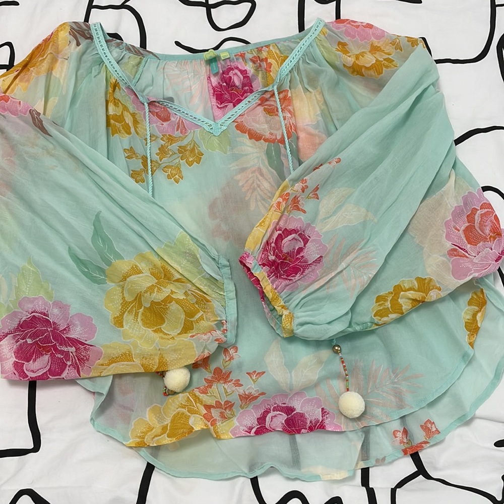 Farm Rio Floral Blouse M - Picture 12 of 12